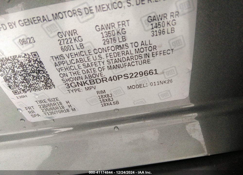 2023 CHEVROLET BLAZER VIN: 3GNKBDR40PS229661