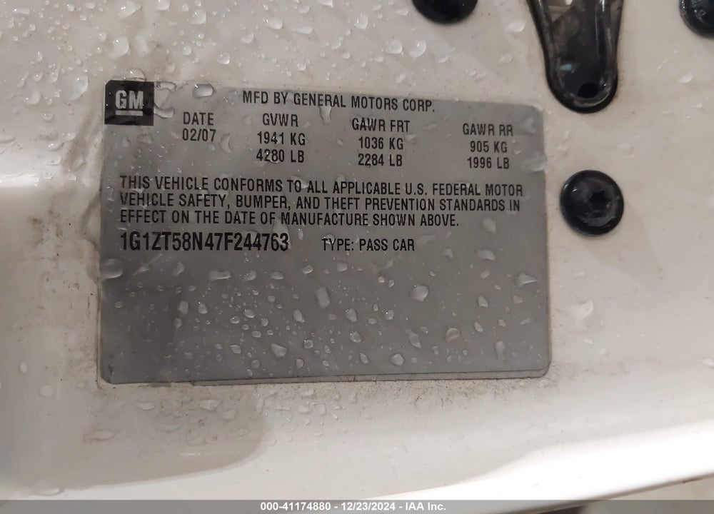 2007 CHEVROLET MALIBU LT VIN: 1G1ZT58N47F244763