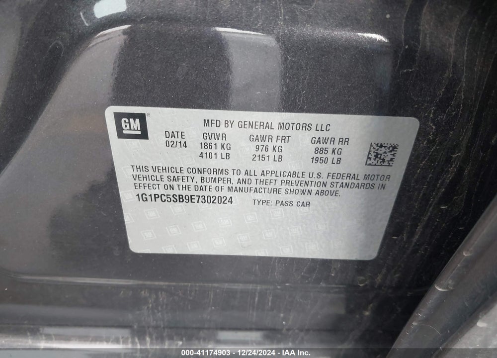 2014 CHEVROLET CRUZE VIN: 1G1PC5SB9E7302024