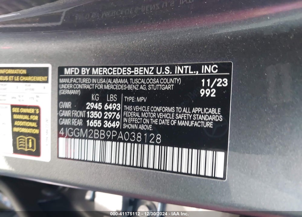 2023 MERCEDES-BENZ EQE 350+ SUV VIN: 4JGGM2BB9PA038128