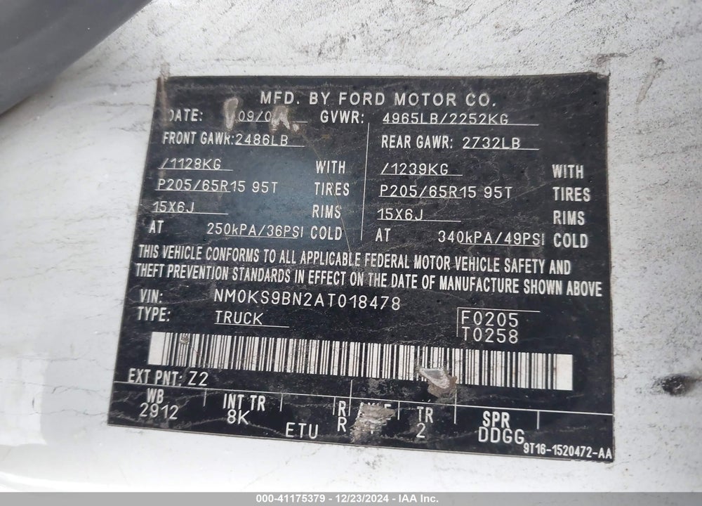 2010 FORD TRANSIT CONNECT XLT VIN: NM0KS9BN2AT018478