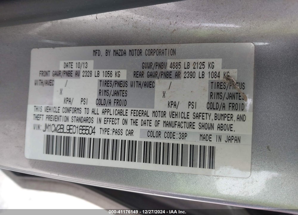 2014 MAZDA 5 SPORT VIN: JM1CW2BL9E0165504