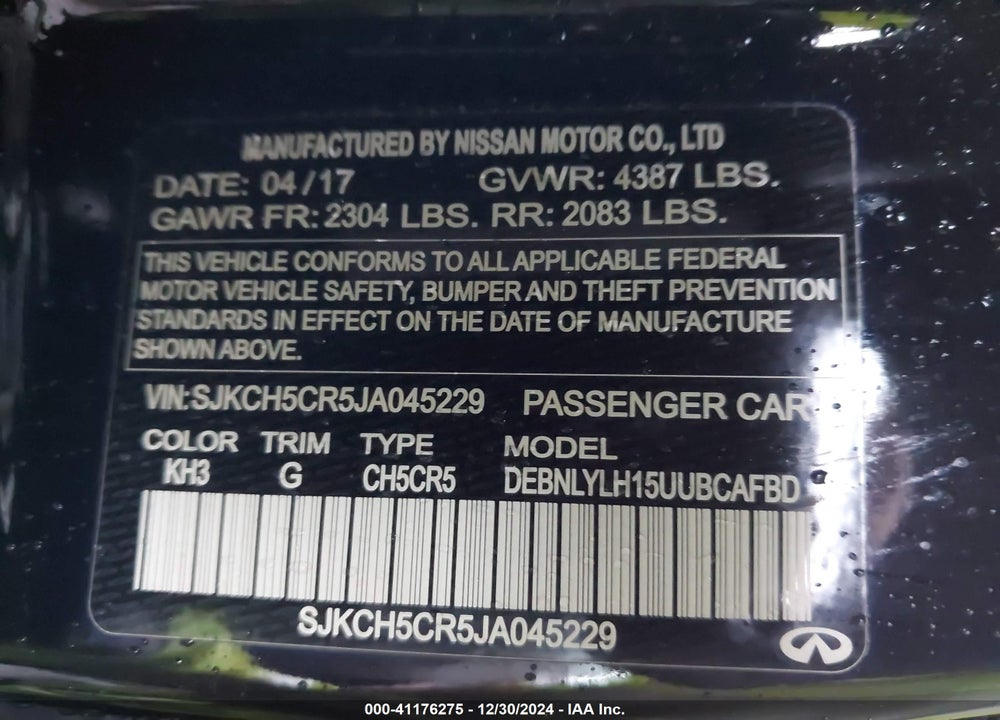 2018 INFINITI QX30 PREMIUM VIN: SJKCH5CR5JA045229