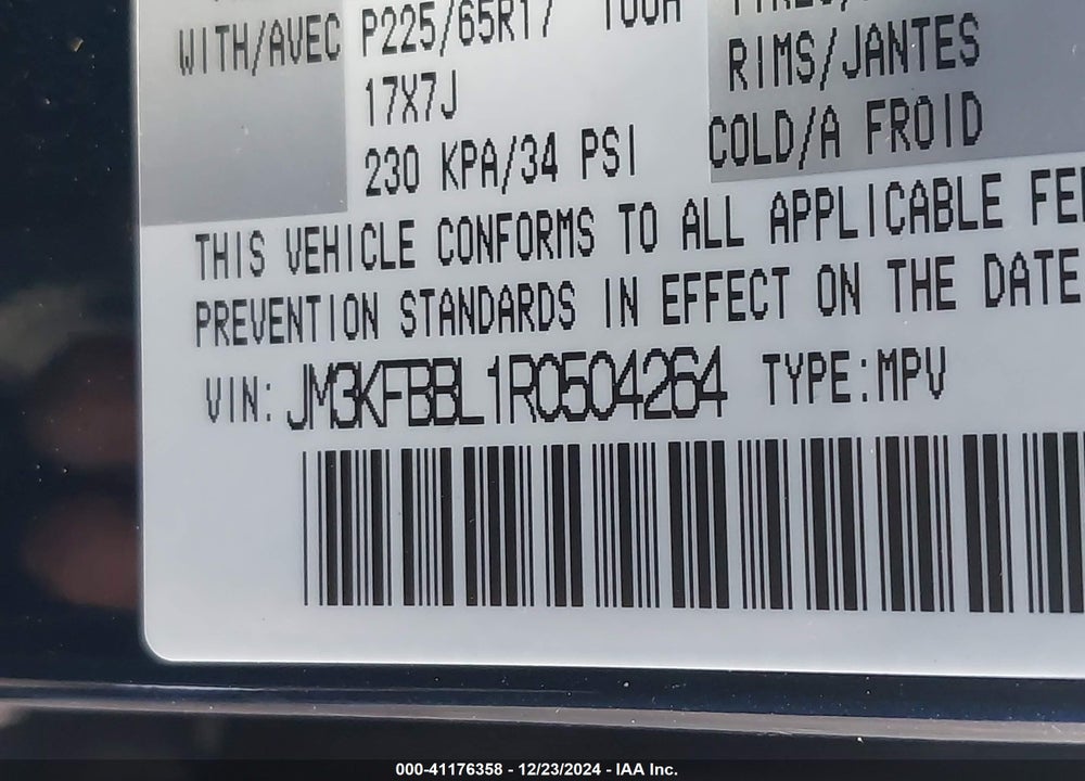 2024 MAZDA CX-5 2.5 S SELECT VIN: JM3KFBBL1R0504264