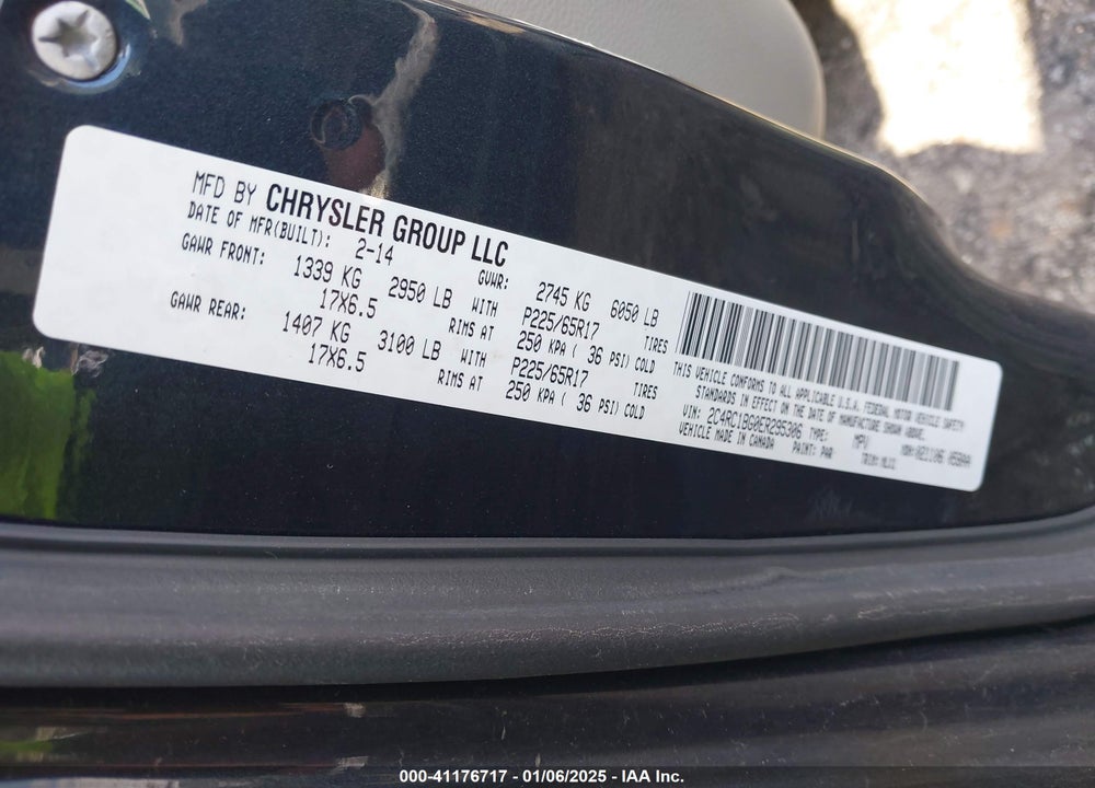 2014 CHRYSLER TOWN & COUNTRY VIN: 2C4RC1BG0ER295306