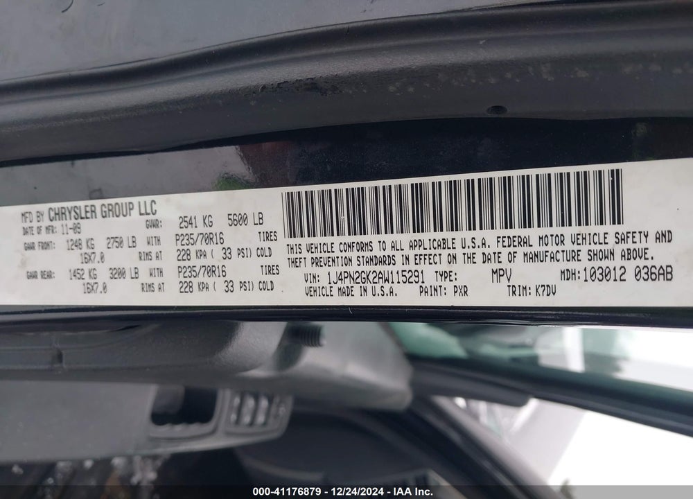 2010 JEEP LIBERTY SPORT VIN: 1J4PN2GK2AW115291