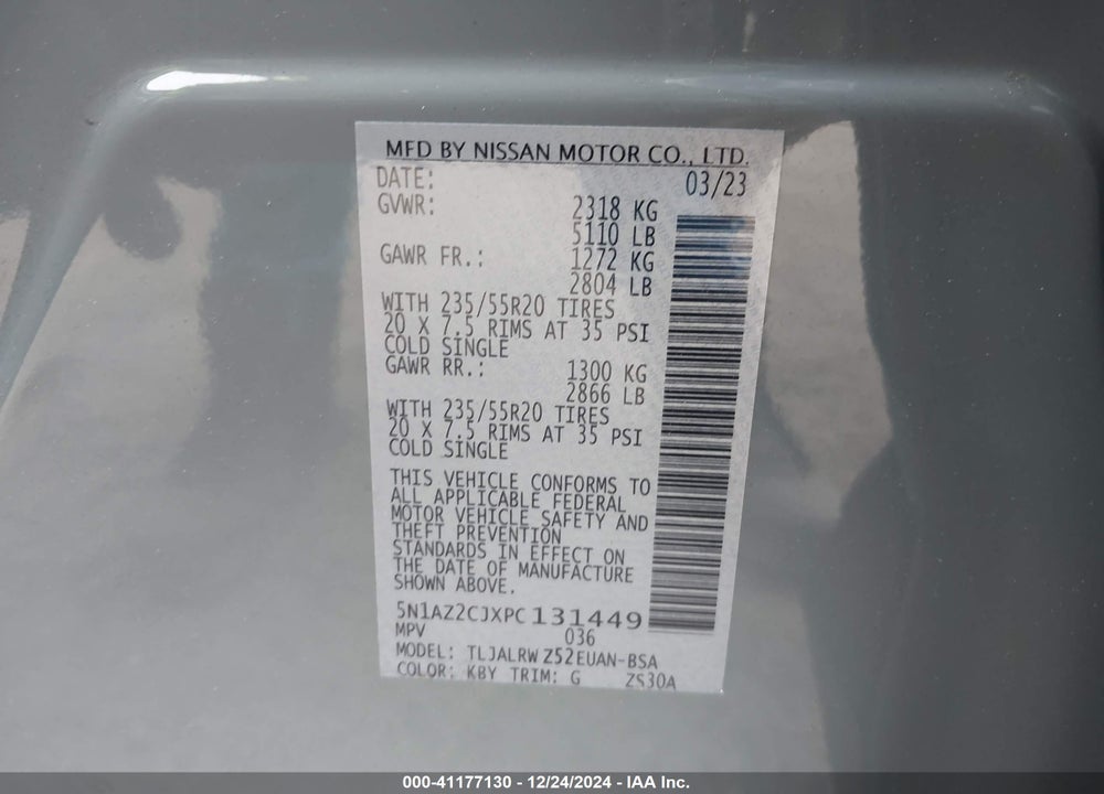 2023 NISSAN MURANO VIN: 5N1AZ2CJXPC131449