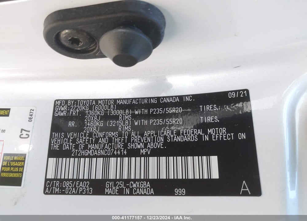 2022 LEXUS RX VIN: 2T2HGMDA8NC074414