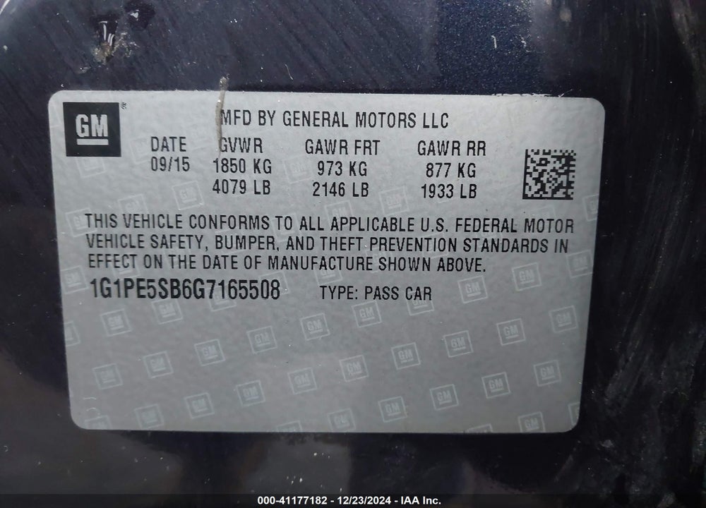 2016 CHEVROLET CRUZE LIMITED VIN: 1G1PE5SB6G7165508