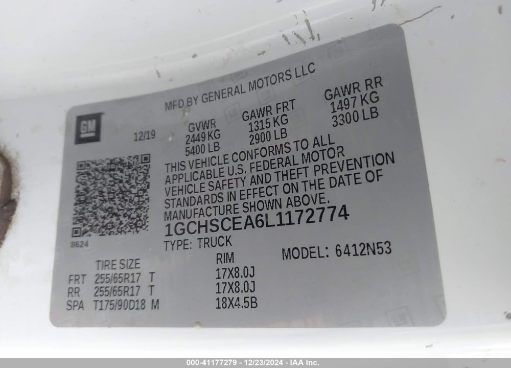2020 CHEVROLET COLORADO 2WD LONG BOX LT VIN: 1GCHSCEA6L1172774