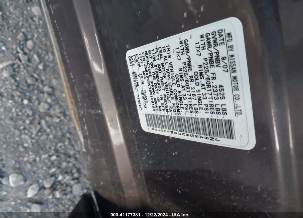 2008 NISSAN ROGUE SL VIN: JN8AS58V38W106189