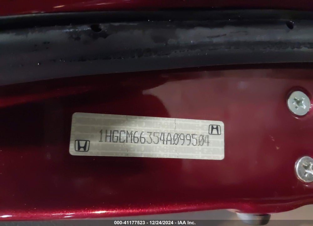2004 HONDA ACCORD 3.0 LX VIN: 1HGCM66354A099504