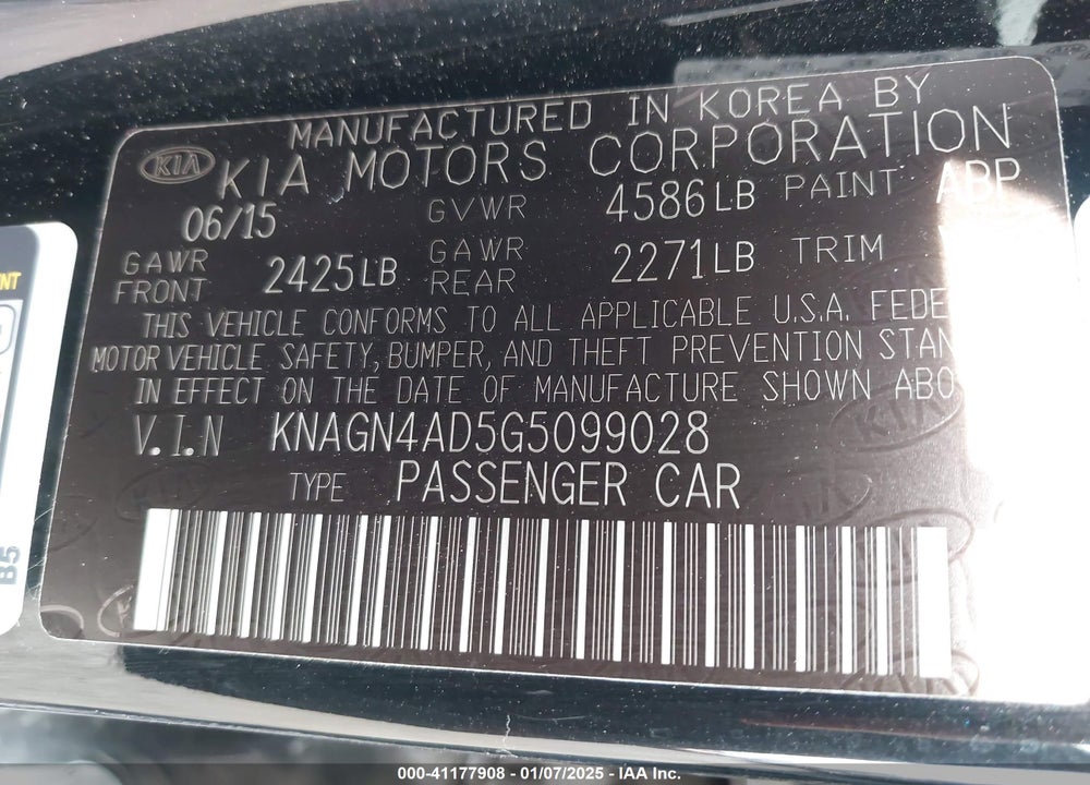 2016 KIA OPTIMA HYBRID EX VIN: KNAGN4AD5G5099028