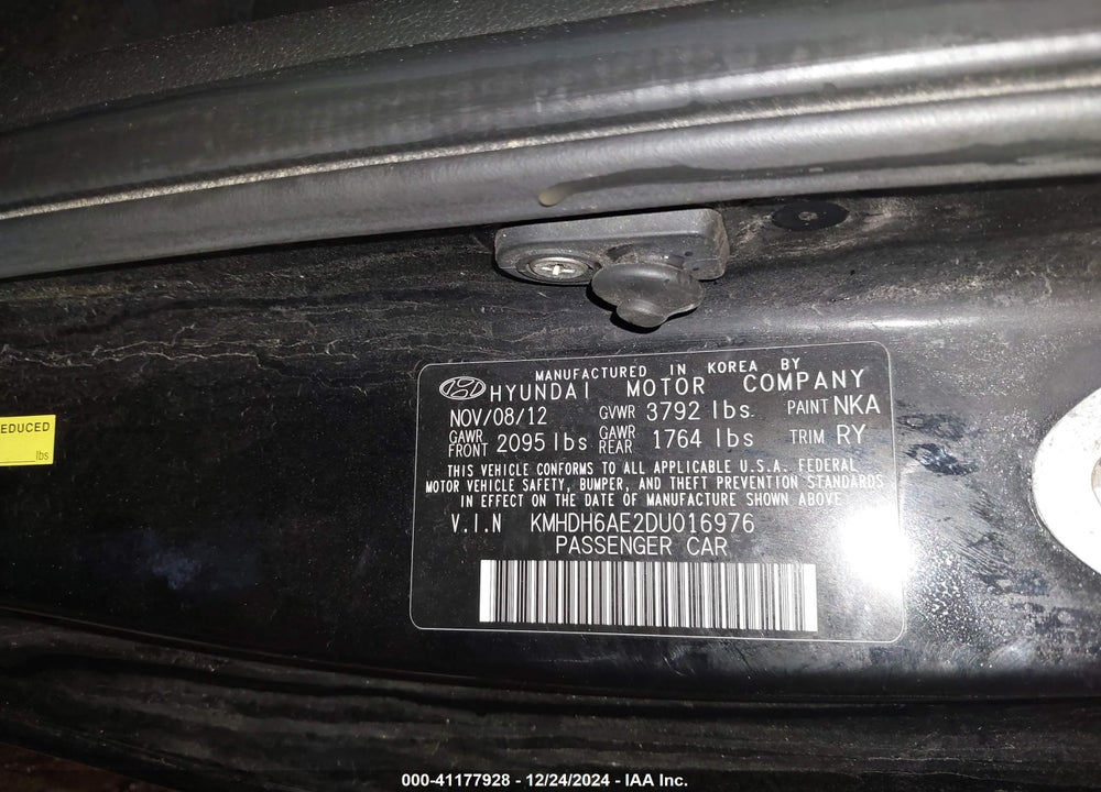 2013 HYUNDAI ELANTRA GS VIN: KMHDH6AE2DU016976