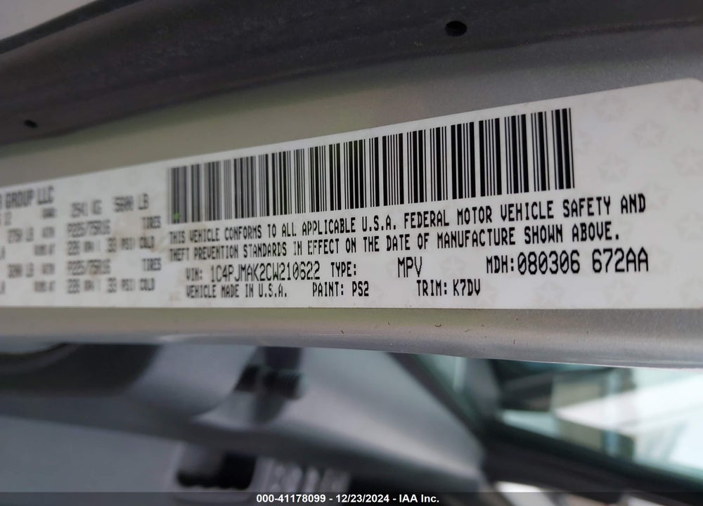 2012 JEEP LIBERTY SPORT VIN: 1C4PJMAK2CW210622