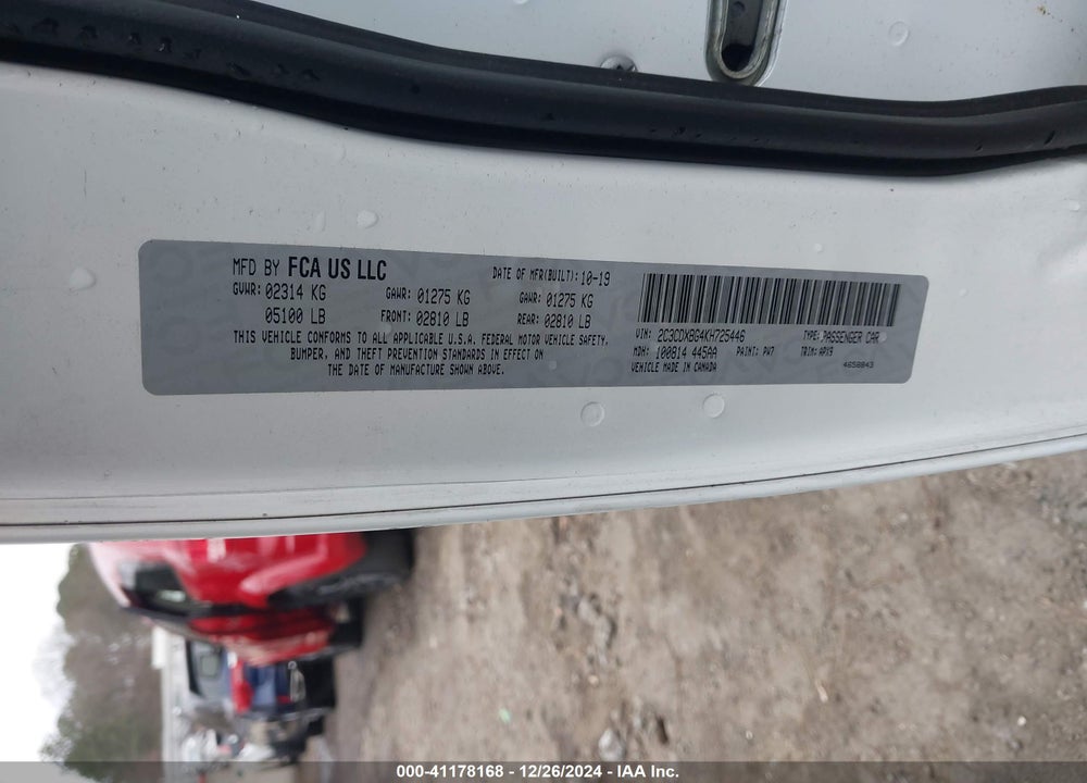 2019 DODGE CHARGER VIN: 2C3CDXBG4KH725446