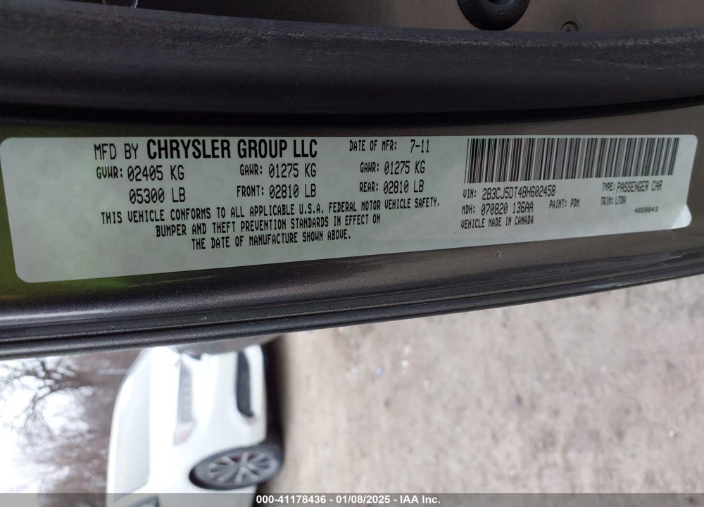 2011 DODGE CHALLENGER R/T VIN: 2B3CJ5DT4BH602458