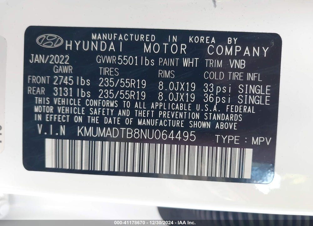 2022 GENESIS GV70 2.5T AWD VIN: KMUMADTB8NU064495
