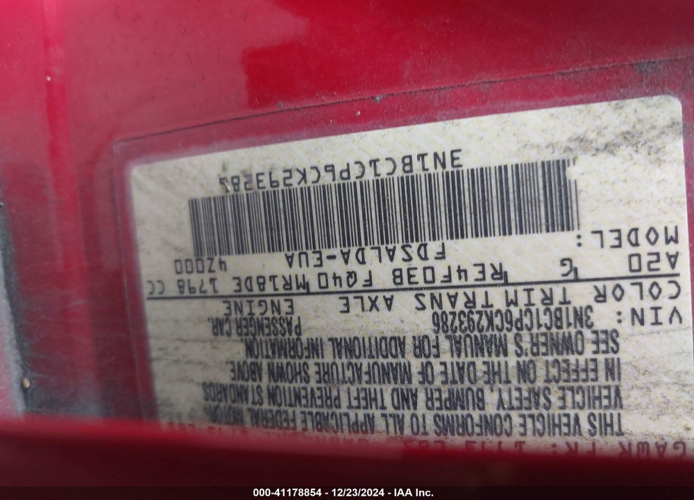 2012 NISSAN VERSA 1.8 S VIN: 3N1BC1CP6CK293286