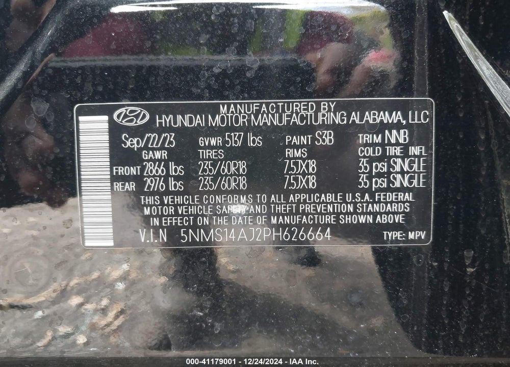 2023 HYUNDAI SANTA FE VIN: 5NMS14AJ2PH626664