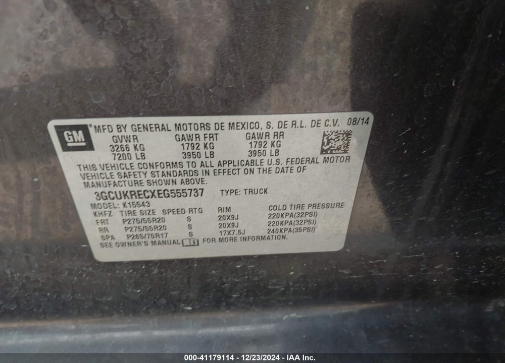 2014 CHEVROLET SILVERADO 1500 VIN: 3GCUKRECXEG555737