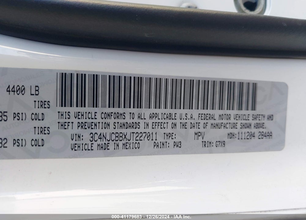 2019 JEEP COMPASS LIMITED 4X4 VIN: 3C4NJDCB6KT656944