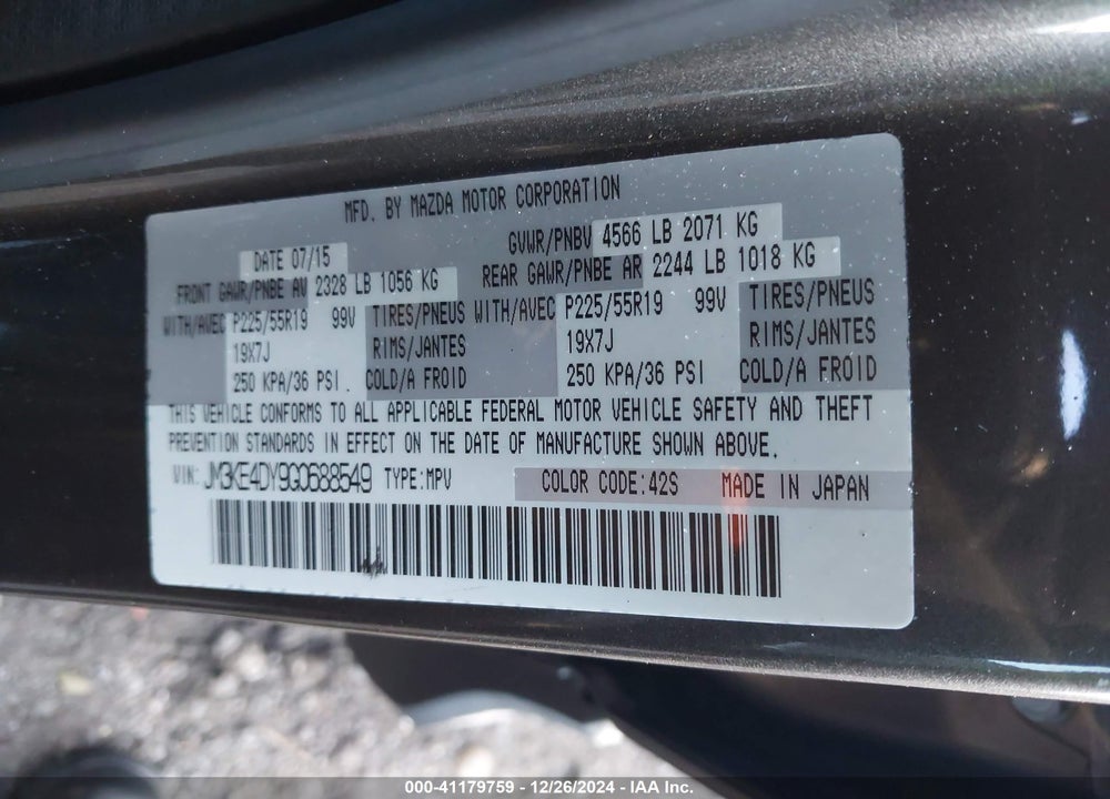 2016 MAZDA CX-5 GRAND TOURING VIN: JM3KE4DY9G0688549