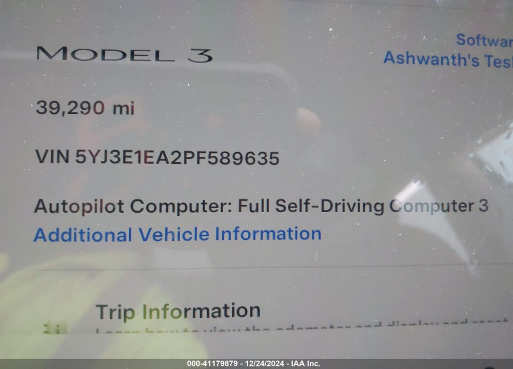 2023 TESLA MODEL 3 REAR-WHEEL DRIVE VIN: 5YJ3E1EA2PF589635