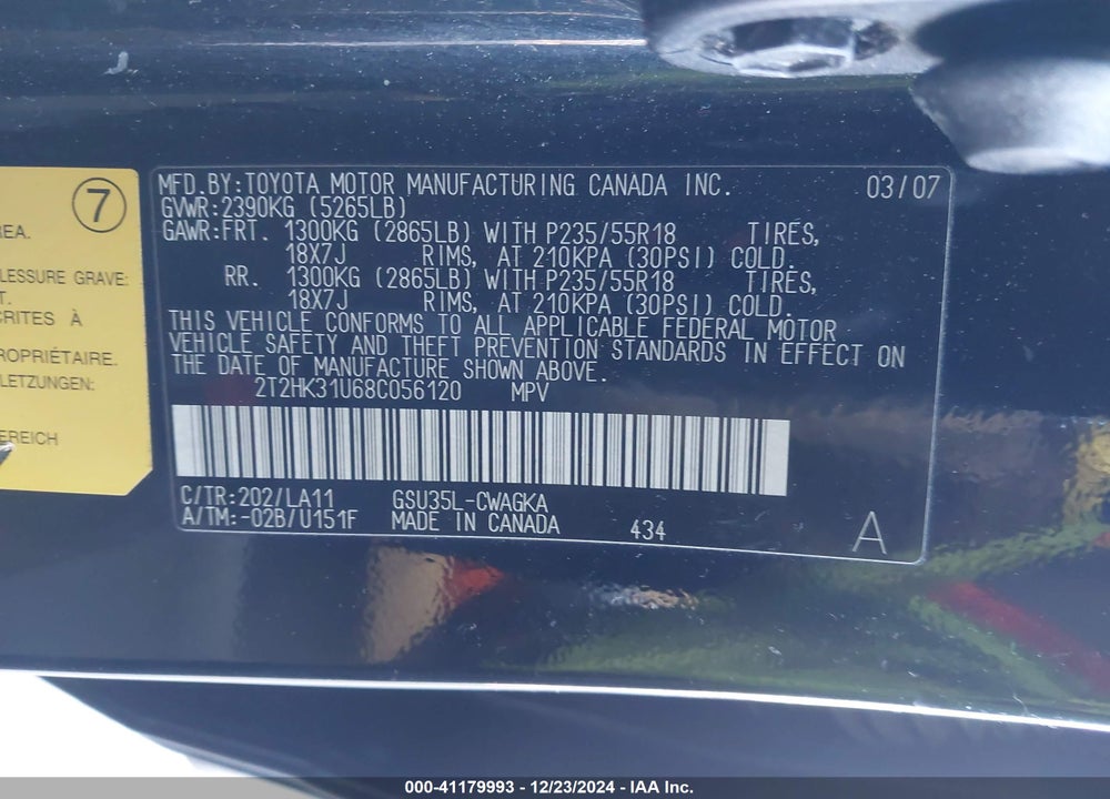 2008 LEXUS RX 350 VIN: 2T2HK31U68C056120