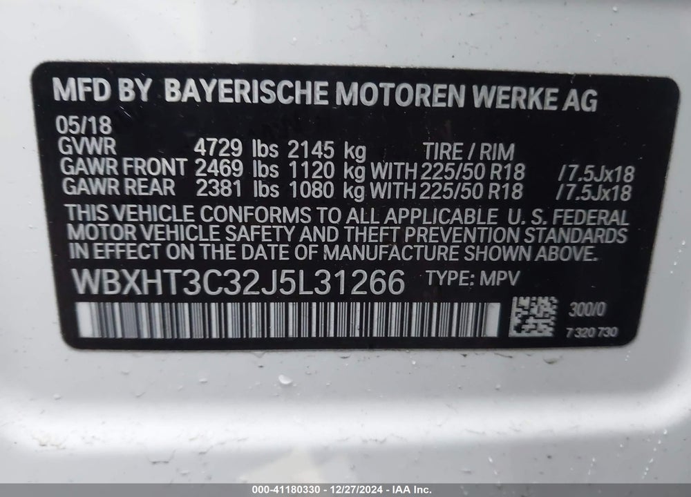 2018 BMW X1 XDRIVE28I VIN: WBXHT3C32J5L31266