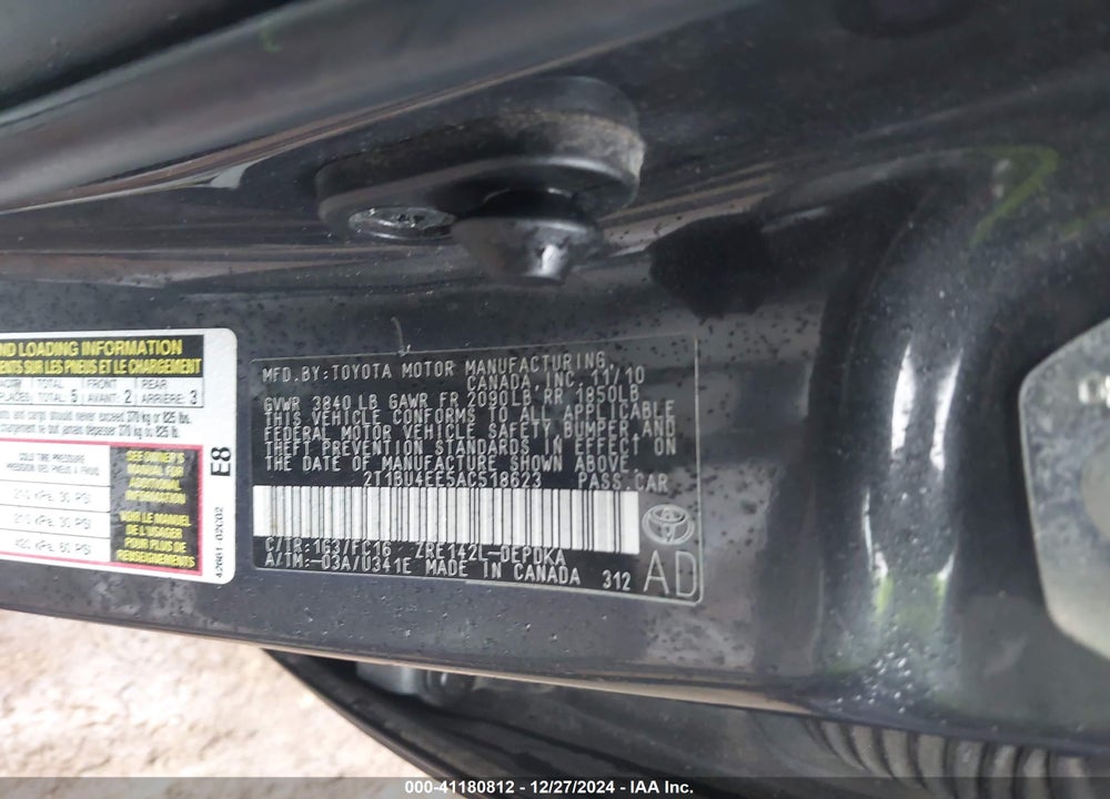 2010 TOYOTA COROLLA VIN: 2T1BU4EE5AC518623
