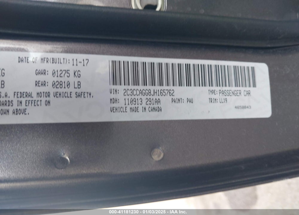 2018 CHRYSLER 300 300S AWD VIN: 2C3CCAGG8JH165762