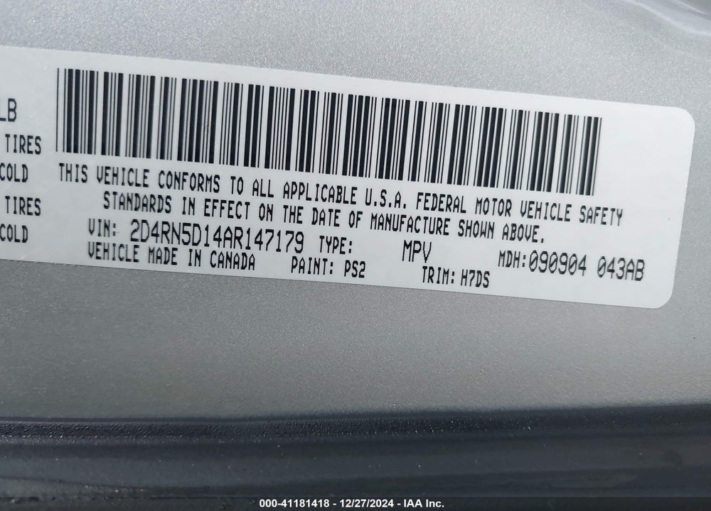 2010 DODGE GRAND CARAVAN SXT VIN: 2D4RN5D14AR147179