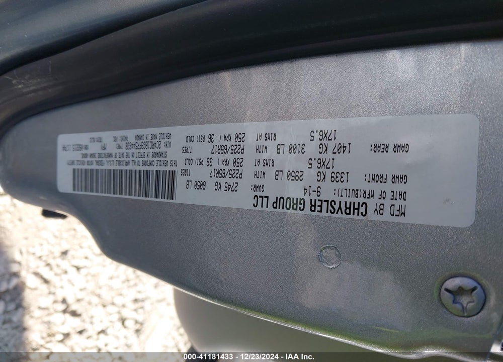 2015 CHRYSLER TOWN & COUNTRY TOURING VIN: 2C4RC1BG9FR544638