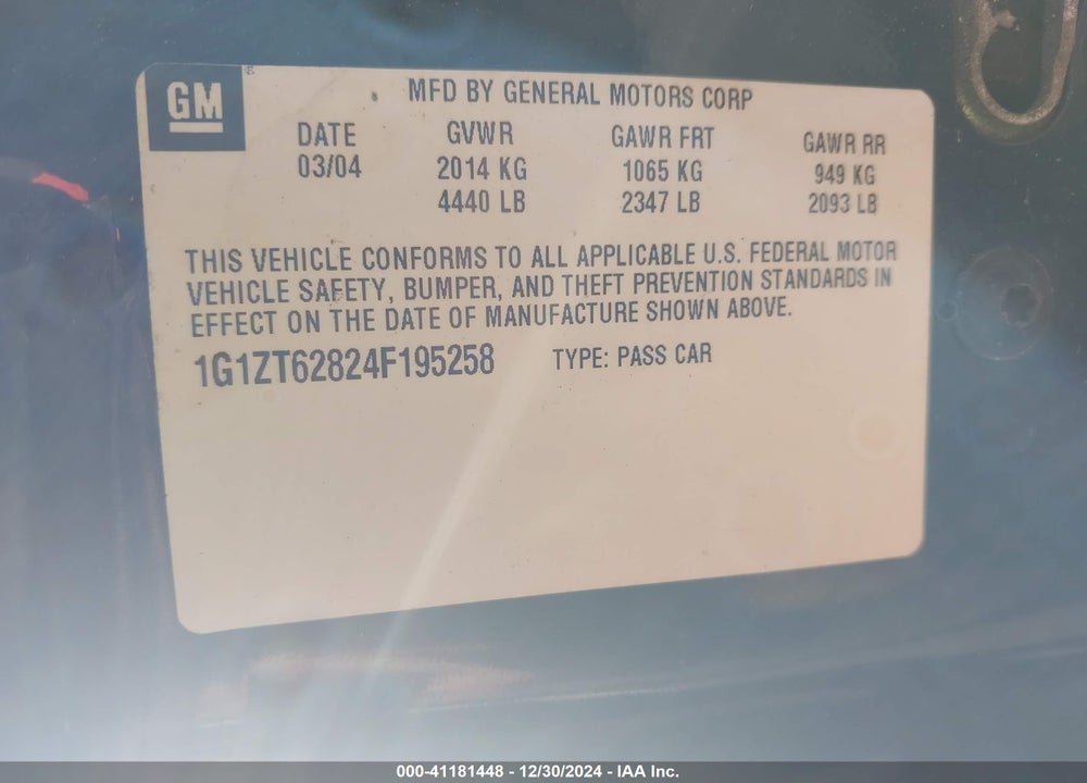 2004 CHEVROLET MALIBU MAXX LS VIN: 1G1ZT62824F195258