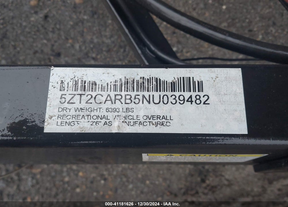 2022 CATALINA CAMPER VIN: 5ZT2CARB5NU039482
