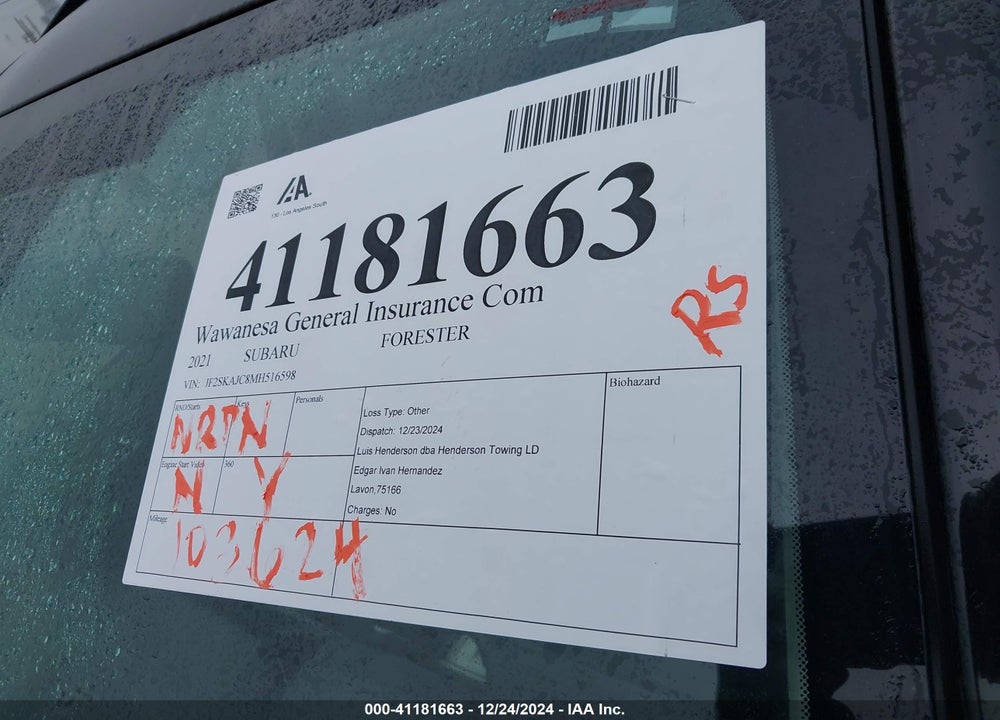 2021 SUBARU FORESTER PREMIUM VIN: JF2SKAJC8MH516598