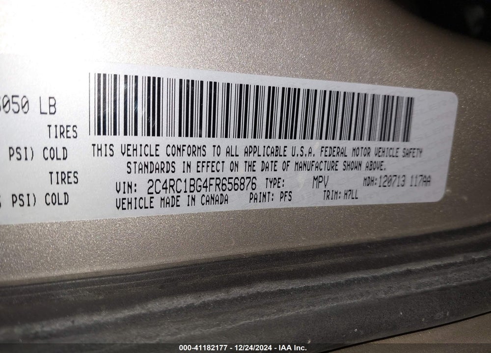 2015 CHRYSLER TOWN & COUNTRY VIN: 2C4RC1BG4FR656876