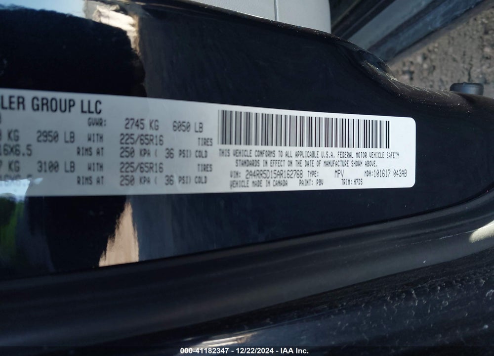 2010 CHRYSLER TOWN & COUNTRY TOURING VIN: 2A4RR5D15AR162768