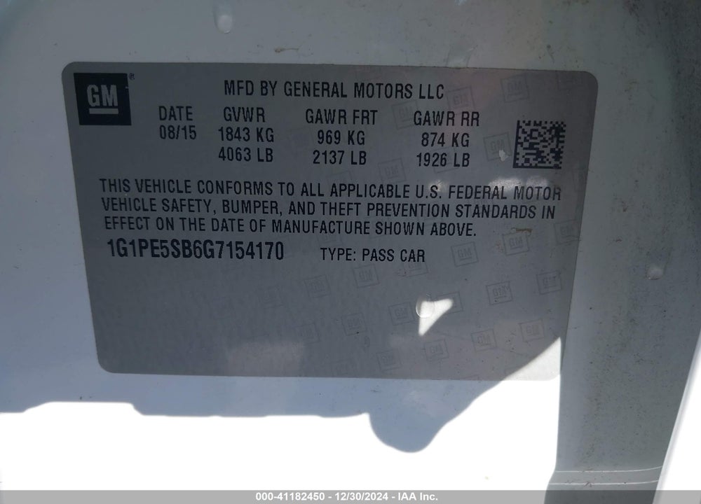 2016 CHEVROLET CRUZE LIMITED VIN: 1G1PE5SB6G7154170