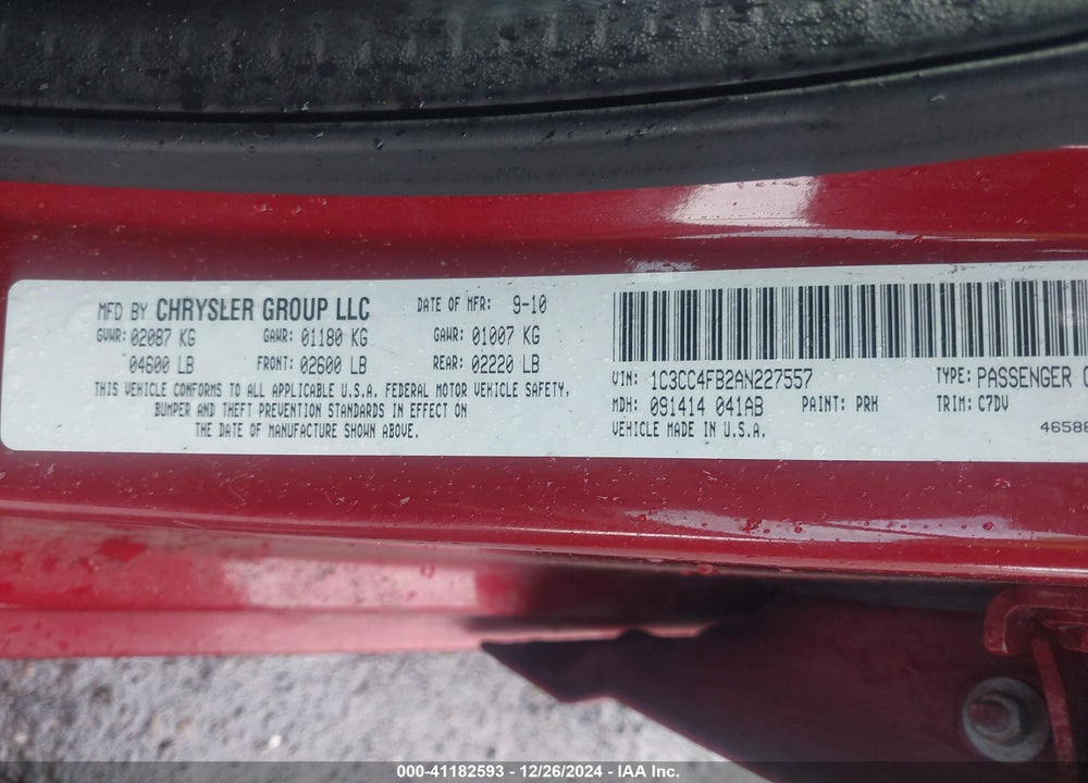 2010 CHRYSLER SEBRING TOURING VIN: 1C3CC4FB2AN227557