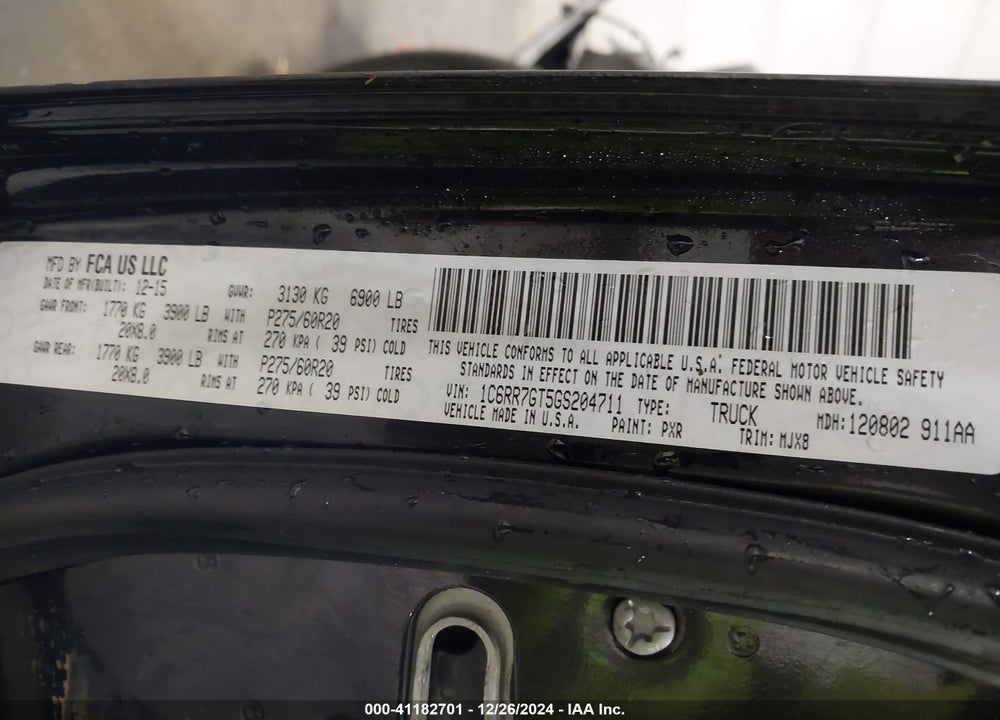 2016 RAM 1500 VIN: 1C6RR7GT5GS204711