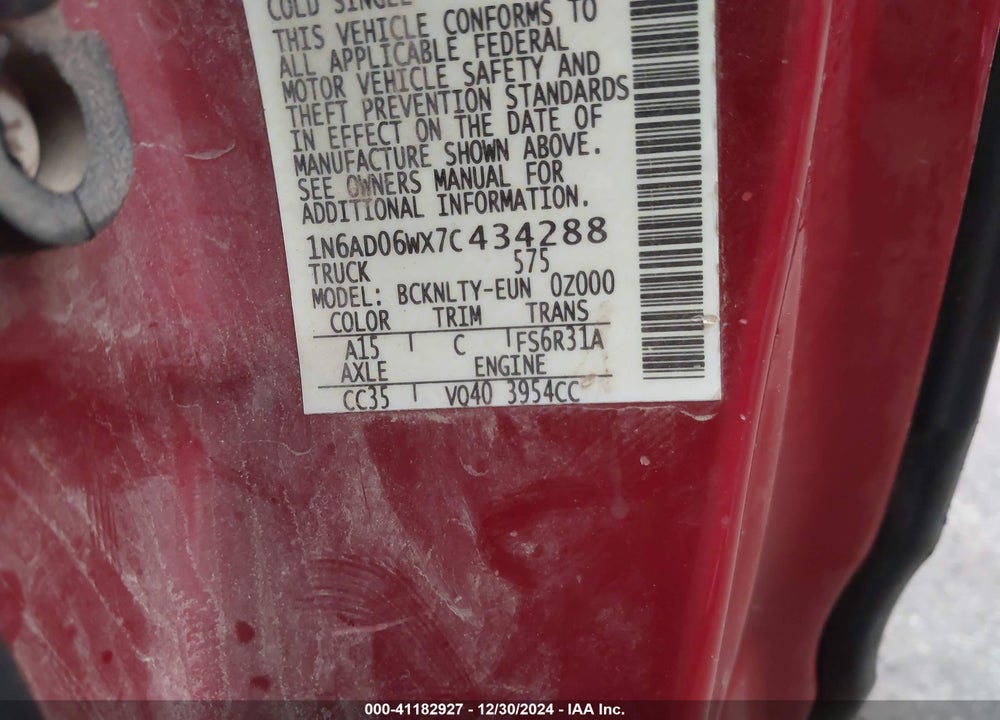 2007 NISSAN FRONTIER SE VIN: 1N6AD06WX7C434288