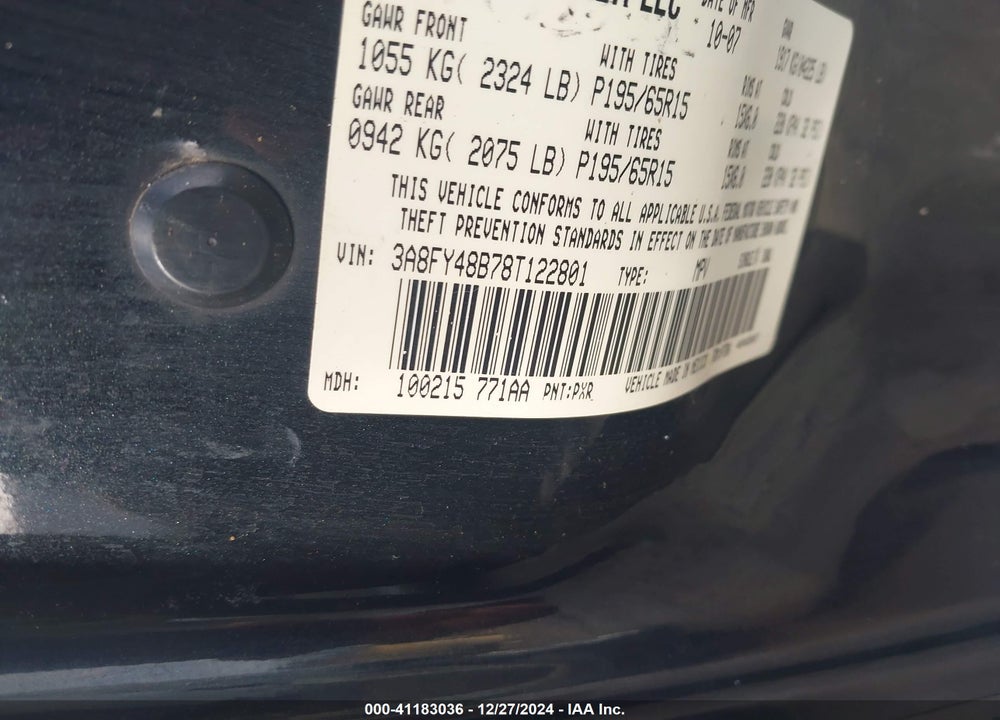2008 CHRYSLER PT CRUISER LX VIN: 3A8FY48B78T122801