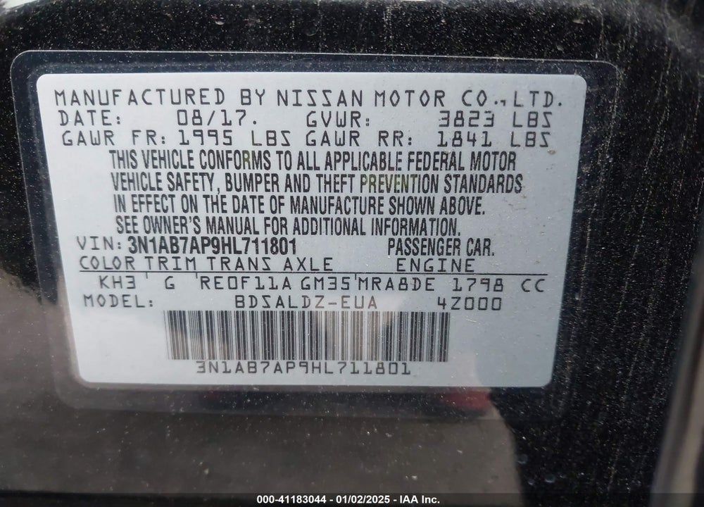 2017 NISSAN SENTRA VIN: 3N1AB7AP9HL711801