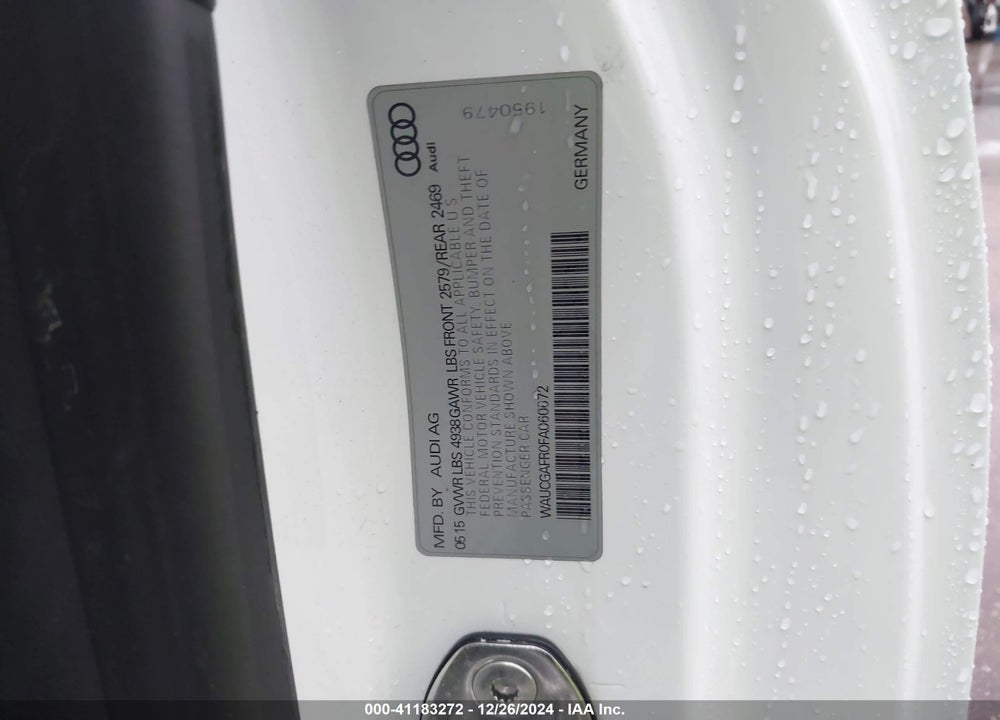 2015 AUDI S5 VIN: WAUCGAFR0FA060672