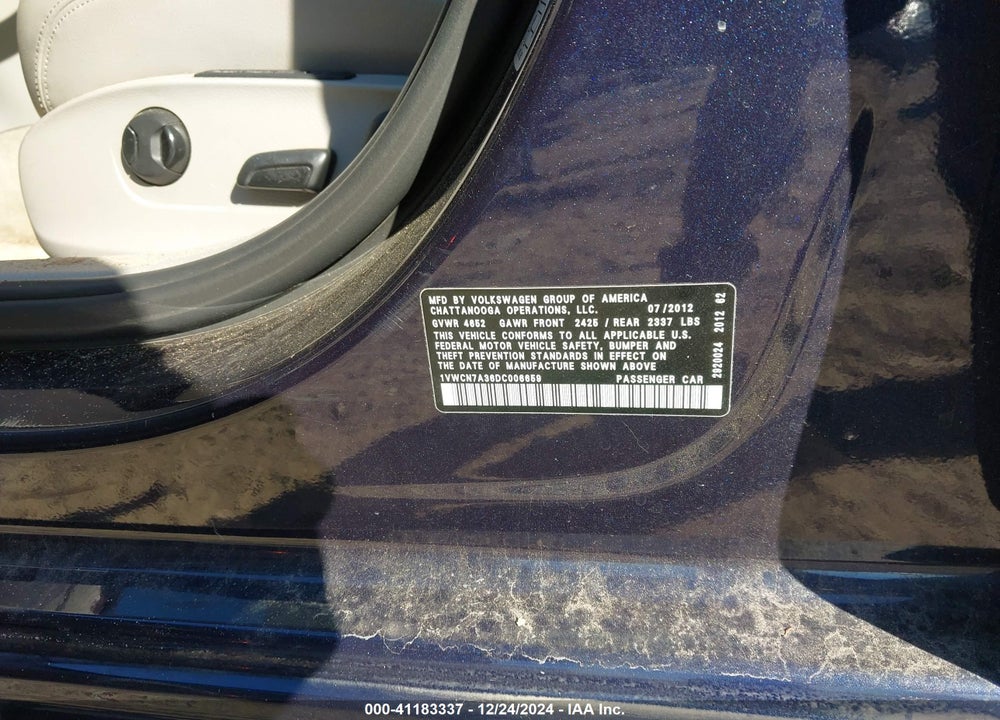 2013 VOLKSWAGEN PASSAT 2.0L TDI SEL PREMIUM VIN: 1VWCN7A36DC006659