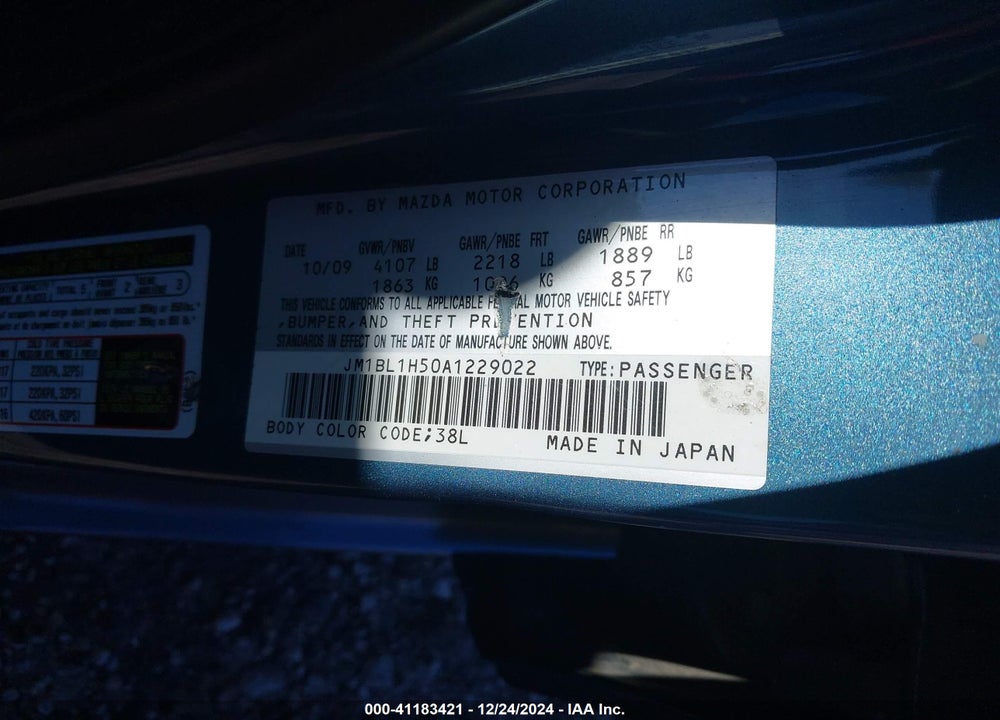 2010 MAZDA 3 S GRAND TOURING VIN: JM1BL1H50A1229022