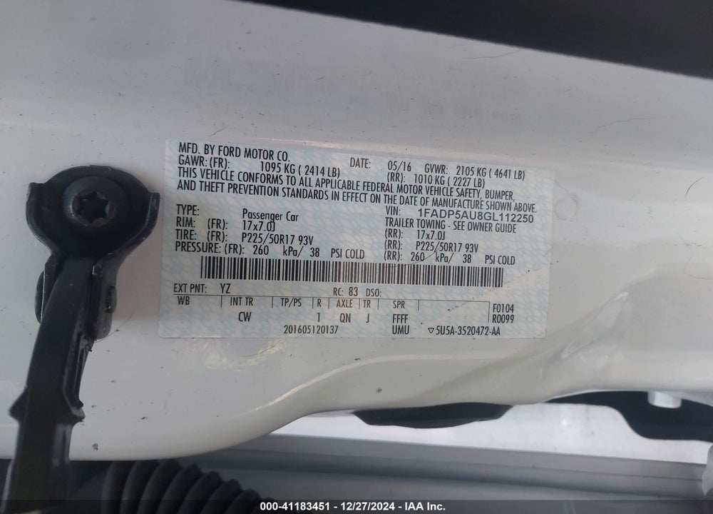 2016 FORD C-MAX HYBRID SE VIN: 1FADP5AU8GL112250