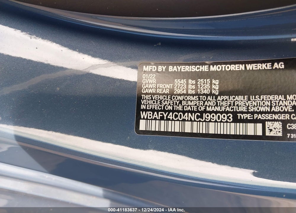 2022 BMW M850I XDRIVE VIN: WBAFY4C04NCJ99093